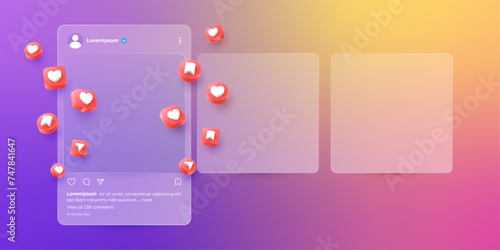 social media app interface post and emoji reaction illustration