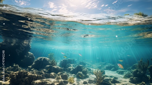 Tranquil Split Underwater Scene: Sunlit Sky & Serene Sea - Canon RF 50mm f/1.2L USM Capture © Nazia