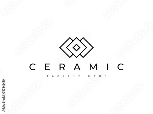 abstract tile ceramic flooring line logo design