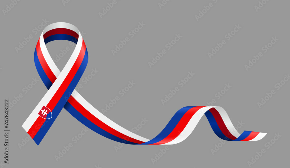 Slovakian flag stripe ribbon wavy background layout. Vector illustration.