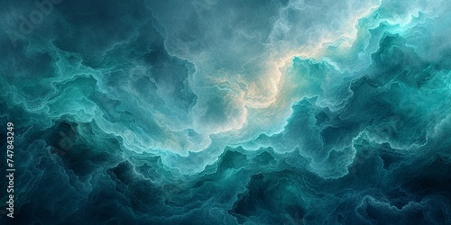 Green and blue smoke in a blue space  Abstract backdrop cloud of green and blue smoke on a black isolated background soft mystery horror