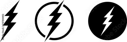 Electric power vector icon, Lightning symbol. Lightning bolt sign. Energy and thunder electricity symbol. Power or fast speed icon, logo, UI, app, website element.