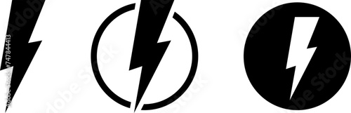 Electric power vector icon, Lightning symbol. Lightning bolt sign. Energy and thunder electricity symbol. Power or fast speed icon, logo, UI, app, website element. photo