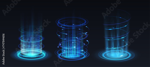 Level up in video-game realistic vector illustration set