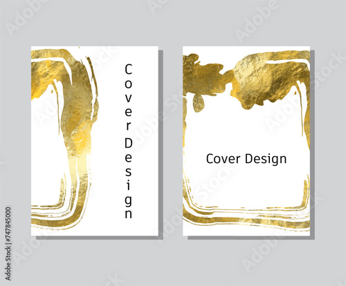 Gold foil abstract grunge banner. Texture, gold foil effect background vector.