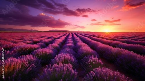 Lavender Fields Aglow: Captivating Sunset Landscape Shot with Canon RF 50mm f/1.2L USM