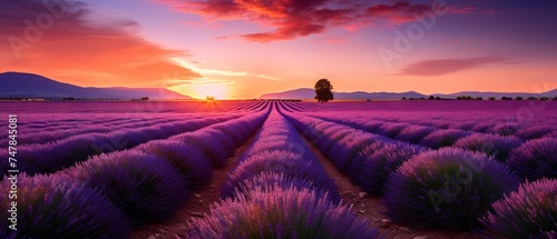 Lavender Fields Aglow: Captivating Sunset Landscape Shot with Canon RF 50mm f/1.2L USM