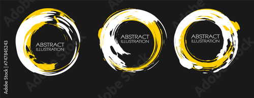 Vector ink shapes set. Circle elements collection. Round brush stroke.