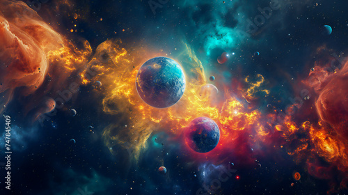 Colorful celestial bodies fantasy