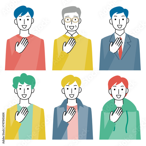 笑顔の男性の上半身セット