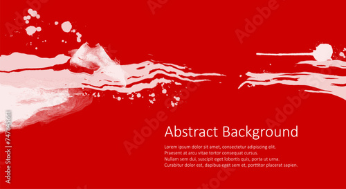 White ink brush stroke on red background. Japanese style. Vector illustration grunge stains. Brushes illustration.