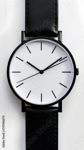 minimal black and white wrist watch mock up isolated on white background