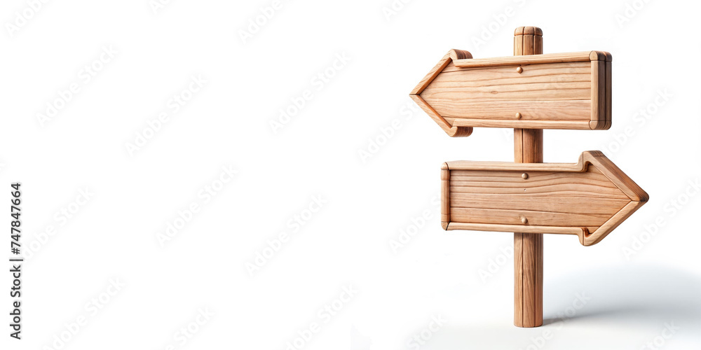 wooden sign with arrow isolated on white with text space wooden sign with arrow isolated on white with text space