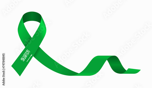 Saudi Arabian flag stripe ribbon wavy background layout. Vector illustration.