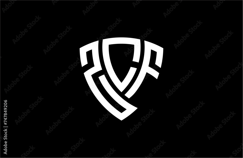 ZCF creative letter shield logo design vector icon illustration ZCF creative letter shield logo design vector icon illustration