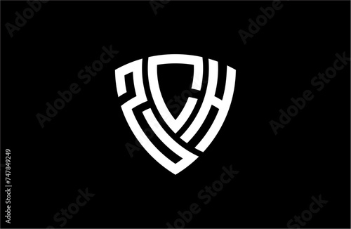 ZCH creative letter shield logo design vector icon illustration