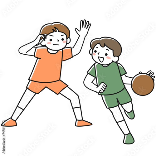 バスケットボールをする男の子たち