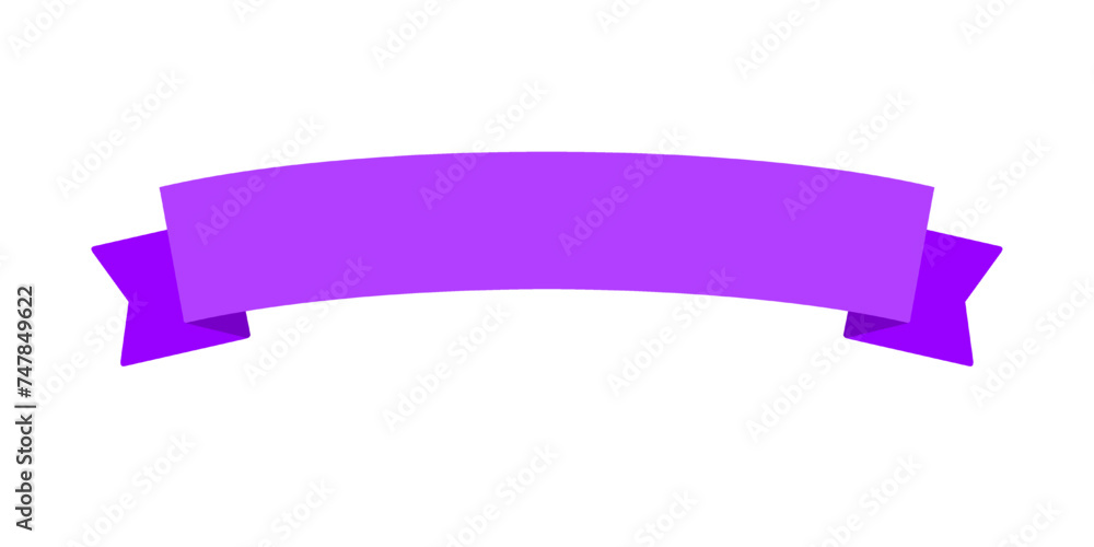 purple ribbon banner flat style vector illustration isolated on white and transparent background. minimalism blank for text. curved and short ribbon banner purple ribbon banner flat style vector illustration isolated on white and transparent background. minimalism blank for text. curved and short ribbon banner