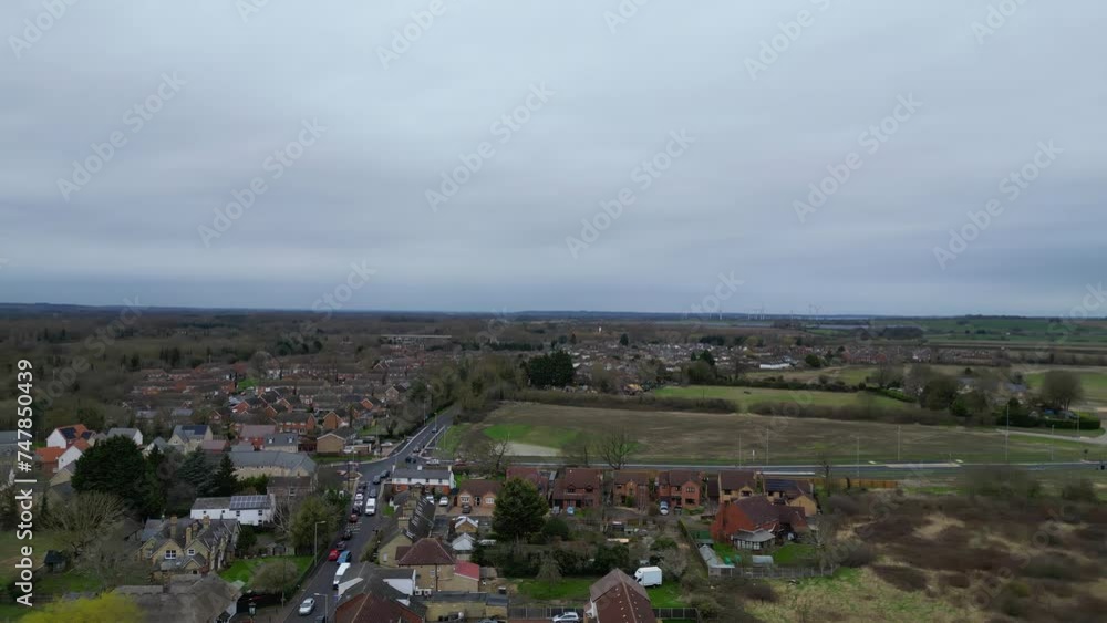 Most Beautiful High Angle View of Arseley Town of England UK. The Footage Was Captured During Cloudy and Rain Day. Most Beautiful High Angle View of Arseley Town of England UK. The Footage Was Captured During Cloudy and Rain Day.