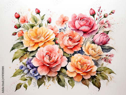 beautiful flower watercolour painting on paper