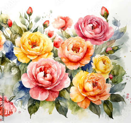 beautiful flower watercolour painting on paper
