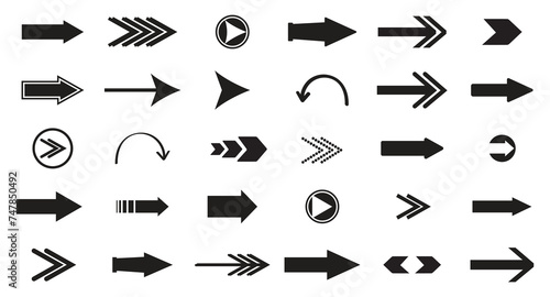 arrow icons set , Vector illustration of black arrow icons, Vector illustration web internet design elements Modern simple pictogram minimal, flat, solid, mono, monochrome, plain, contemporary style. 