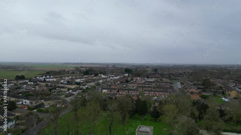 Most Beautiful High Angle View of Arseley Town of England UK. The Footage Was Captured During Cloudy and Rain Day. Most Beautiful High Angle View of Arseley Town of England UK. The Footage Was Captured During Cloudy and Rain Day.