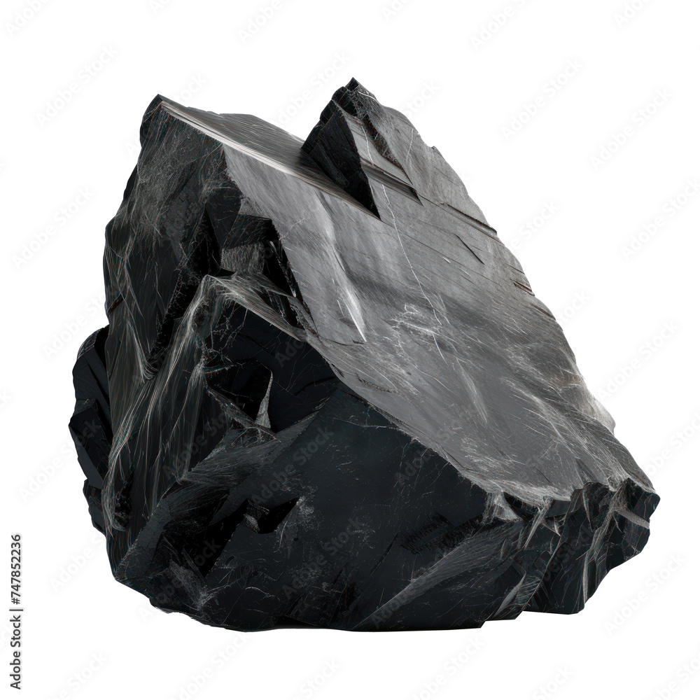 black rare stone mineral isolated on transparency background PNG