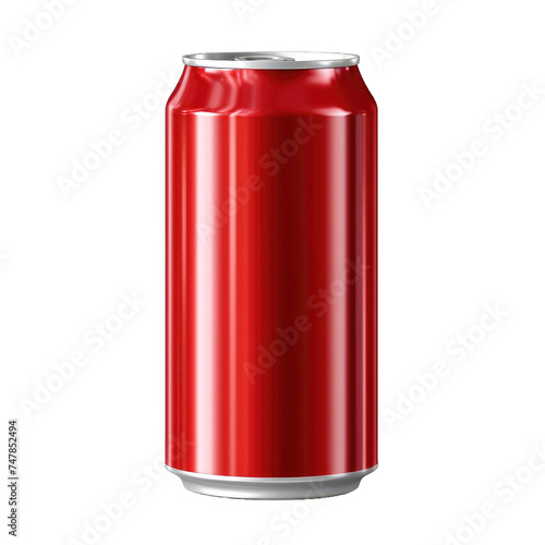Red aluminium 330 ml can mockup isolated on white background