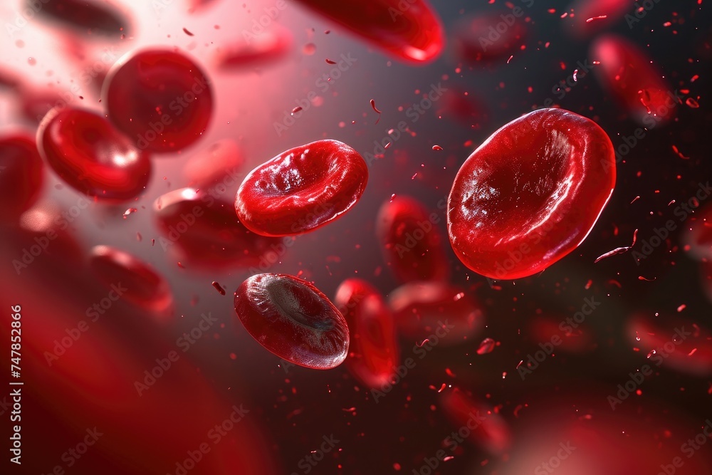 Red blood cells move through a blood vessel, carrying oxygen and nutrients throughout the body, Stylized, cartoon-like red blood cells, perfect for a biology textbook, AI Generated Red blood cells move through a blood vessel, carrying oxygen and nutrients throughout the body, Stylized, cartoon-like red blood cells, perfect for a biology textbook, AI Generated