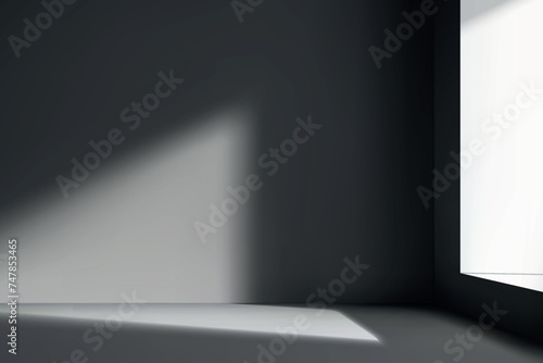 Empty studio room background with light shadow on wall.