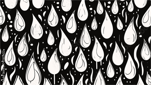 Water and bad weather theme. Vector illustration. Hand drawn drop pattern. Rainbow. Seamless rain drops pattern background. Vector background. Rain and water drops Seamless vector EPS 10 pattern.