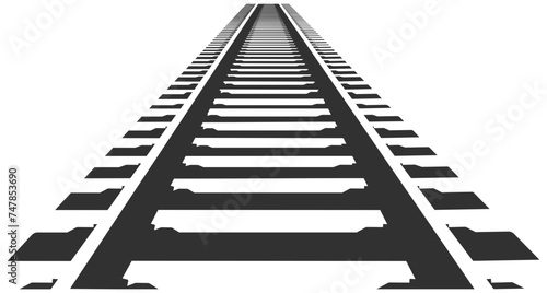 black silhouette of a railway without background photo