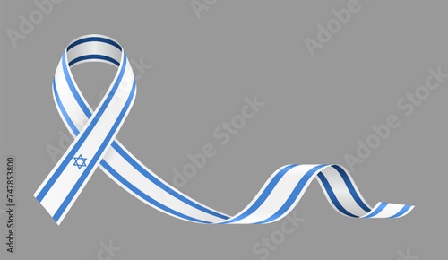 Israeli flag stripe ribbon wavy background layout. Vector illustration.