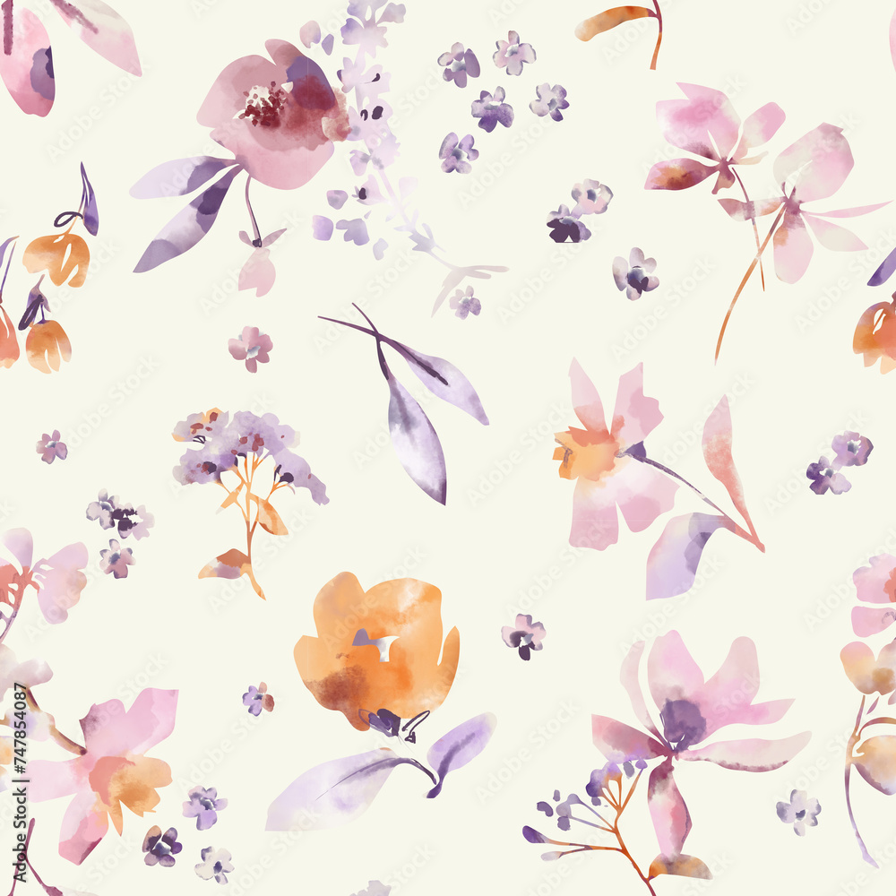 soft pink watercolor flower print. seamless background.
blossom