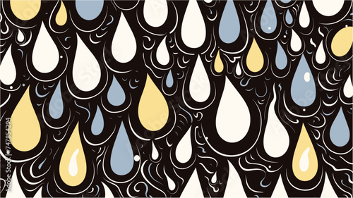 Hand drawn drop pattern. Hand drawn vector illustration. Water drop seamless pattern. Seamless rain drops pattern background. Simple drawings. Water and bad weather theme.