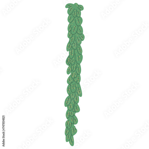 Artificial plant with green leaves vector cartoon illustration isolated on a white background.