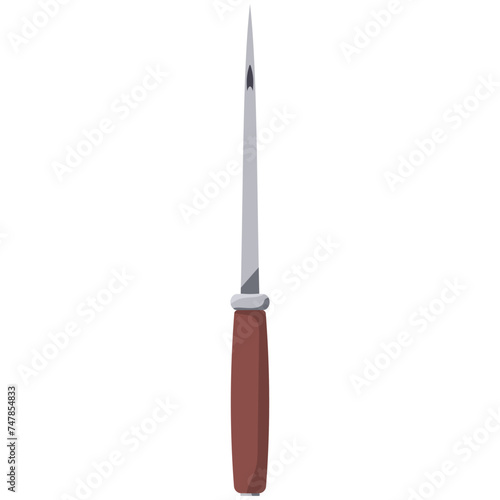 Leather sewing awl vector cartoon illustration isolated on a white background.