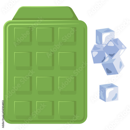 Ice cube silicone mold vector cartoon illustration isolated on a white background. Ice maker tool.