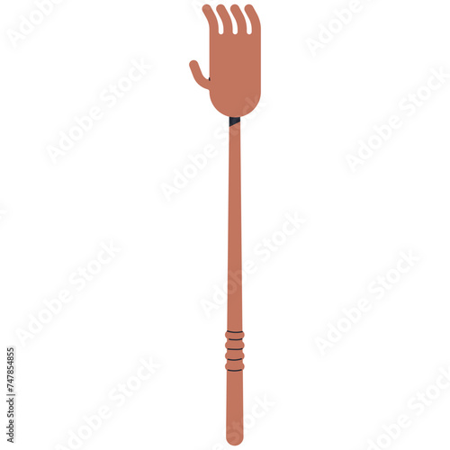 Bamboo back scratcher vector cartoon illustration isolated on a white background.