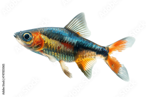 In the tranquil depths, a lone rasbora exudes tranquility object on a transparent background. 