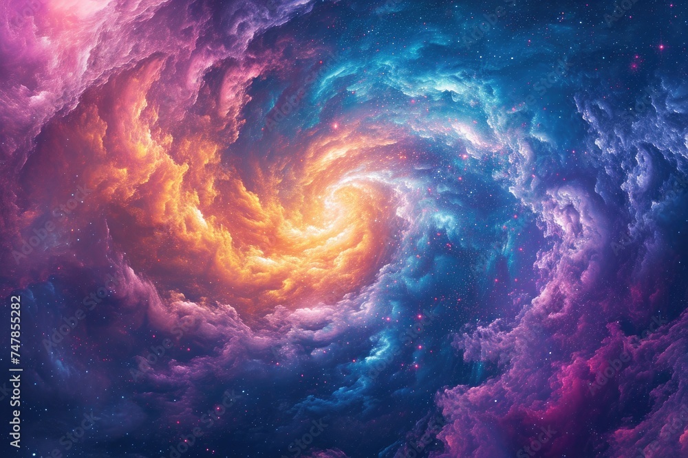 An image capturing a vivid, swirling spiral of various colors against the backdrop of the sky, Swirling pastel colors forming a galaxy nebula, AI Generated An image capturing a vivid, swirling spiral of various colors against the backdrop of the sky, Swirling pastel colors forming a galaxy nebula, AI Generated