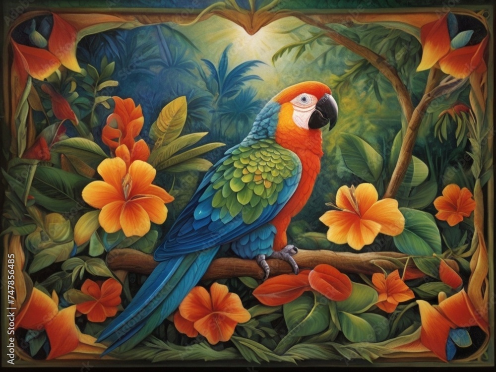 Fototapeta premium parrot on the tree