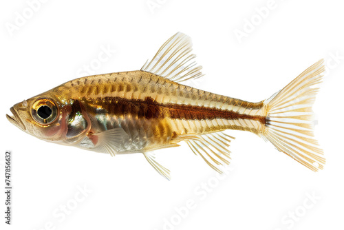 Amongst the waves, a lone zebrafish glimmers with radiance object on a transparent background. 