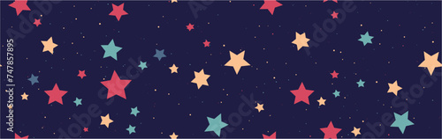 Good night. Trendy modern vector illustration, hand drawn, flat design. Seamless pattern of Star in colorful style. Romantic Space Background. Cosmos pattern by doodle style.