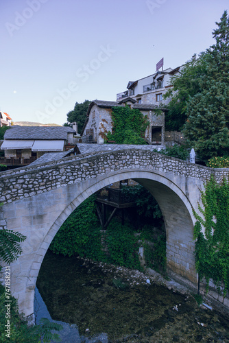 Morning view to Little bridge in Mostar, Bosnia and Herzegovina