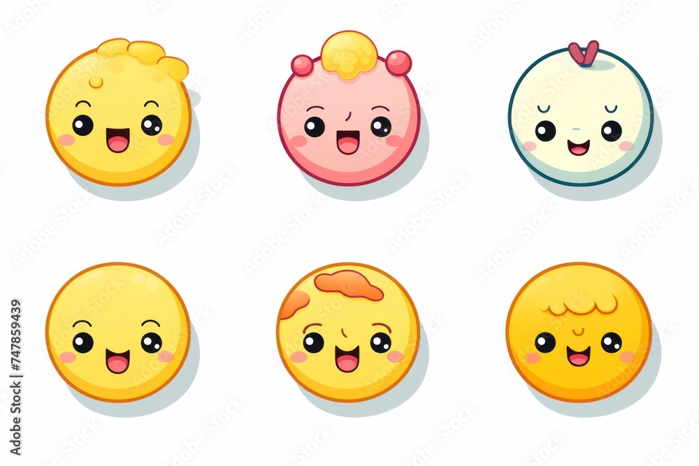 Emoji kawaii face emoticon chibi art style isolate