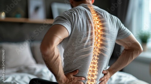 Painful spine on an adult male photo