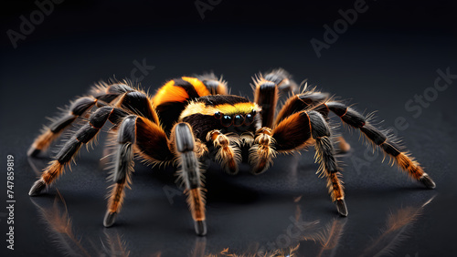 a pet animal tarantula on a black background. spider on a black background