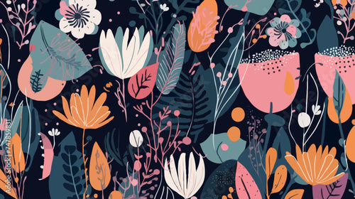 Wallpaper Mural seamless pattern with flowers Torontodigital.ca